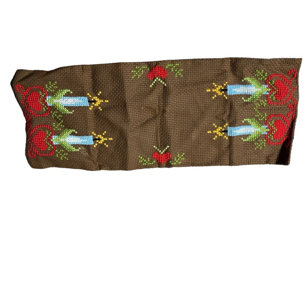 Handmade Table Runner Cabinet Scarf Swedish Candles Holiday Christmas Vintage